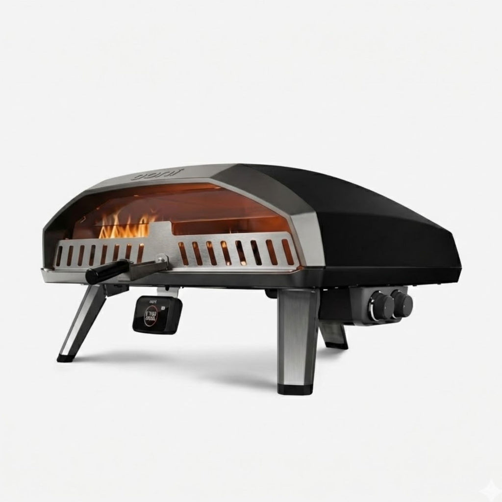 Stainless steel oven door installed on Ooni Koda 2 Max pizza oven
